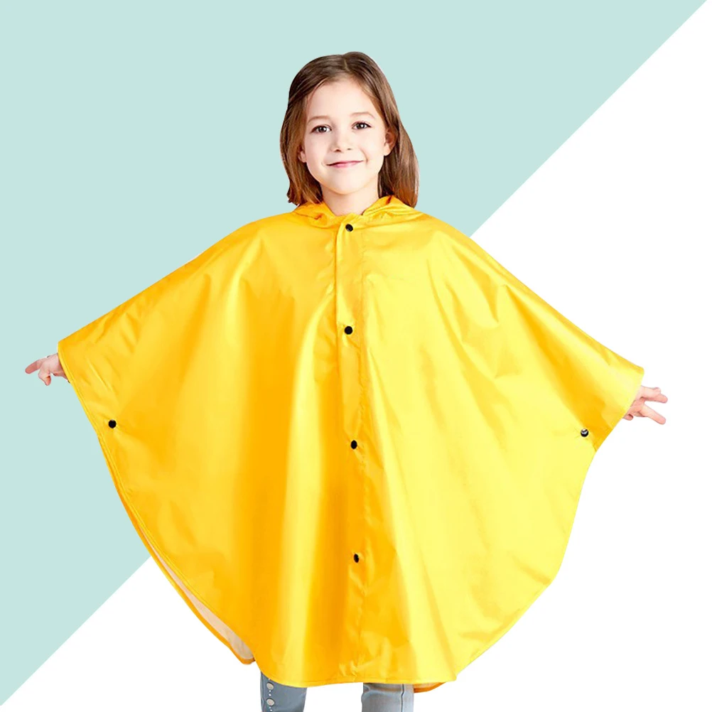 

Reusable Kids Raincoat Poncho Waterproof Jacket Portable Toddler Gear Hooded Lightweight Durable Elastic Cuff Bright Colors Safe
