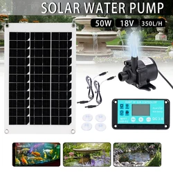 DC 12V 350L/H 50W Solar Panel Brushless Submersible Water Pump With Controller Outdoor Car Garden Emergency Power Supply