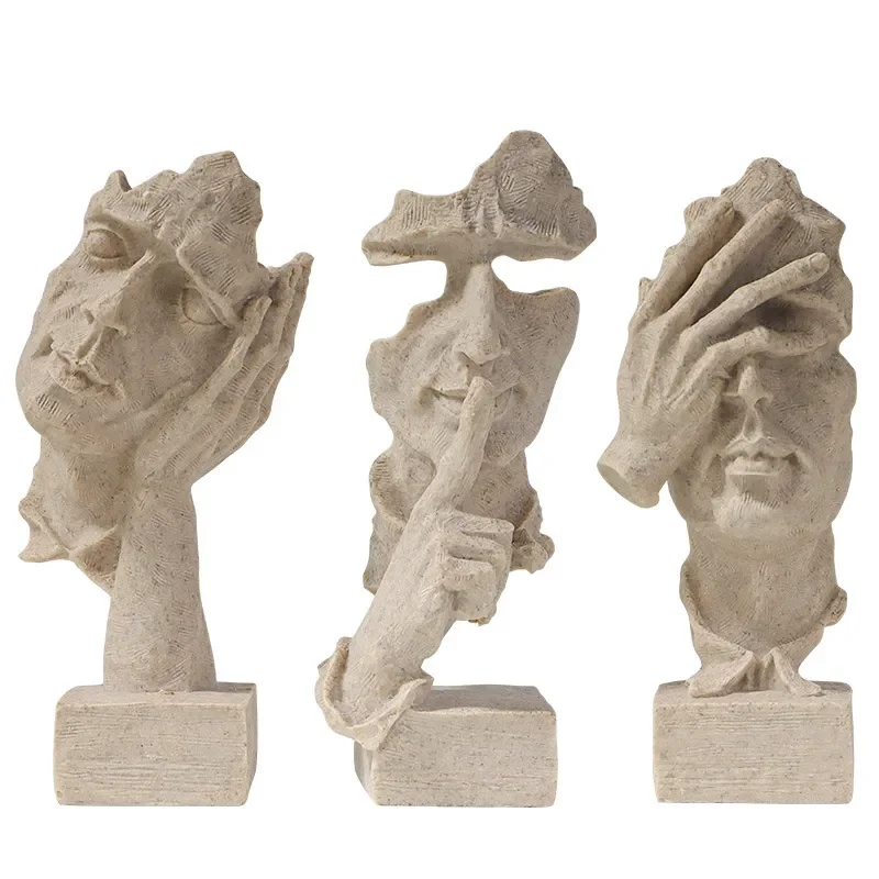 Retro Silent Meditator Statue Home Decor for Living Room Bedroom Entryway Shop Counter Ornament Gift
