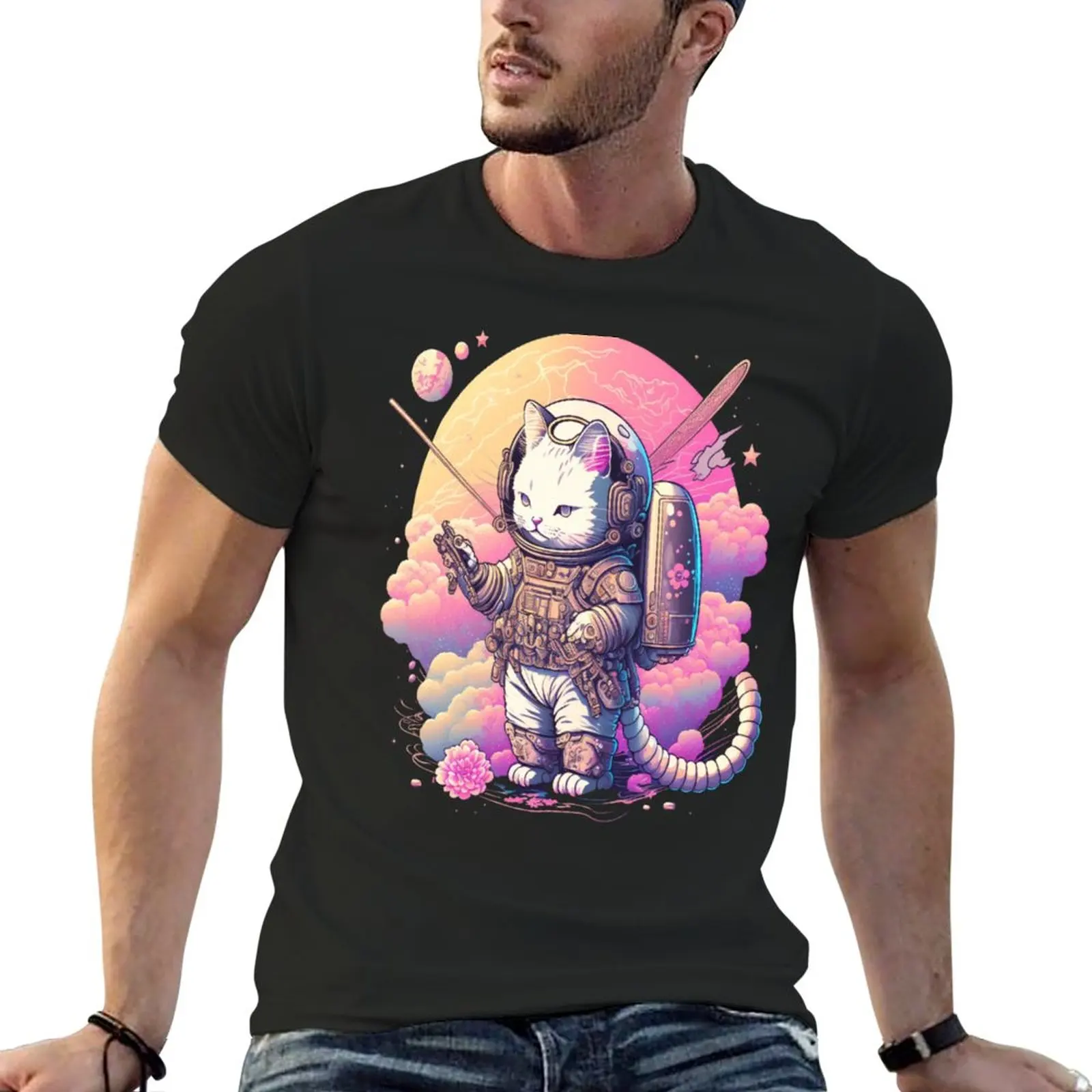 Steampunk Astronaut Kitty T-Shirt graphic t shirts t-shirts man big and tall t shirts for men