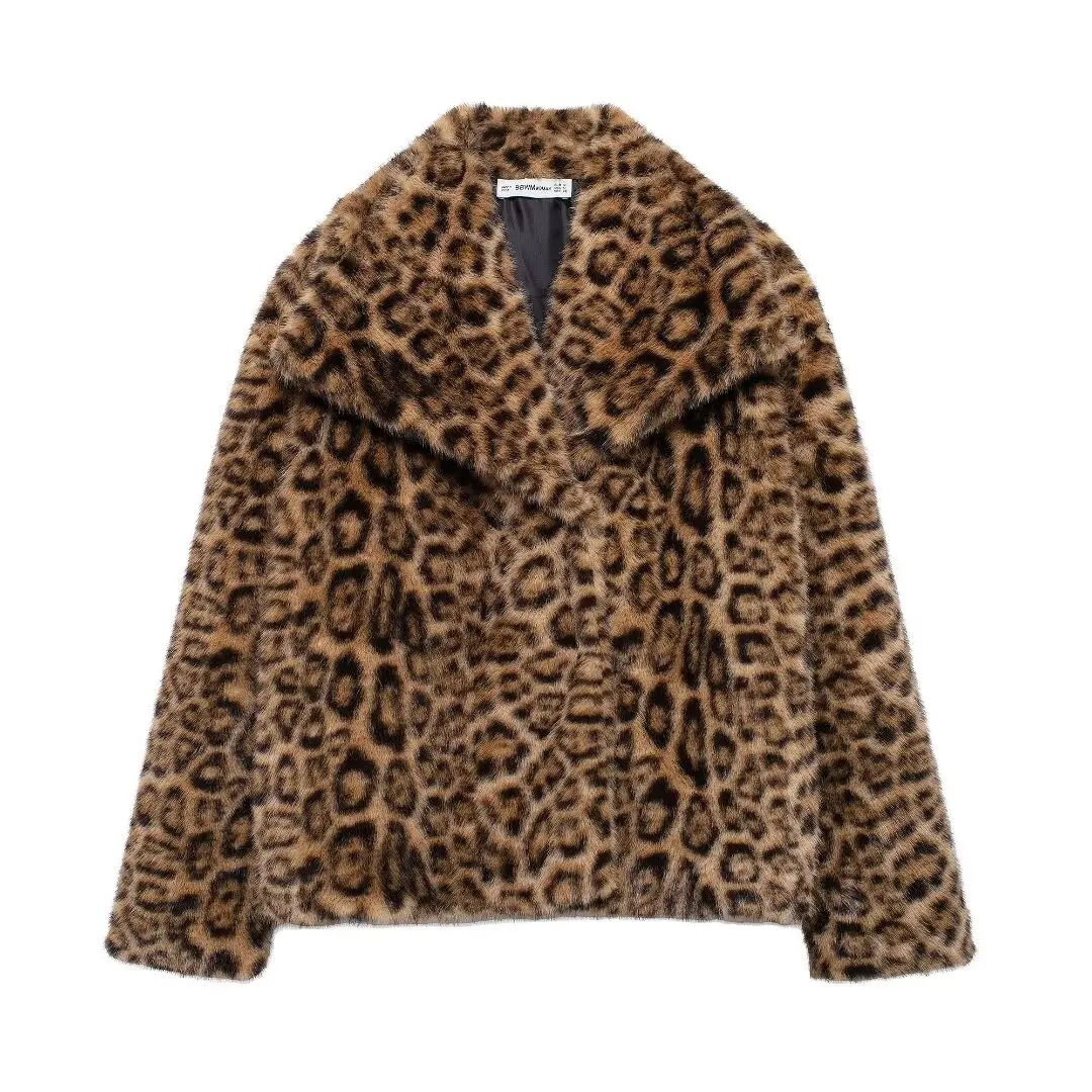 European and American style popular lapel faux fur effect warm fur coat for women fashionable fur top