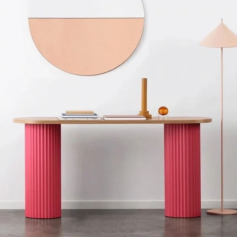 Light luxury entrance table, oval dining table, living room table against the wall, bar counter