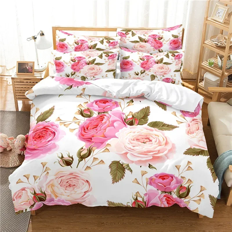 Impressão Digital Conjunto De Roupa De Cama, Capa De Edredão De Flores 3D, Conjunto De Cama Queen Size, Design De Moda