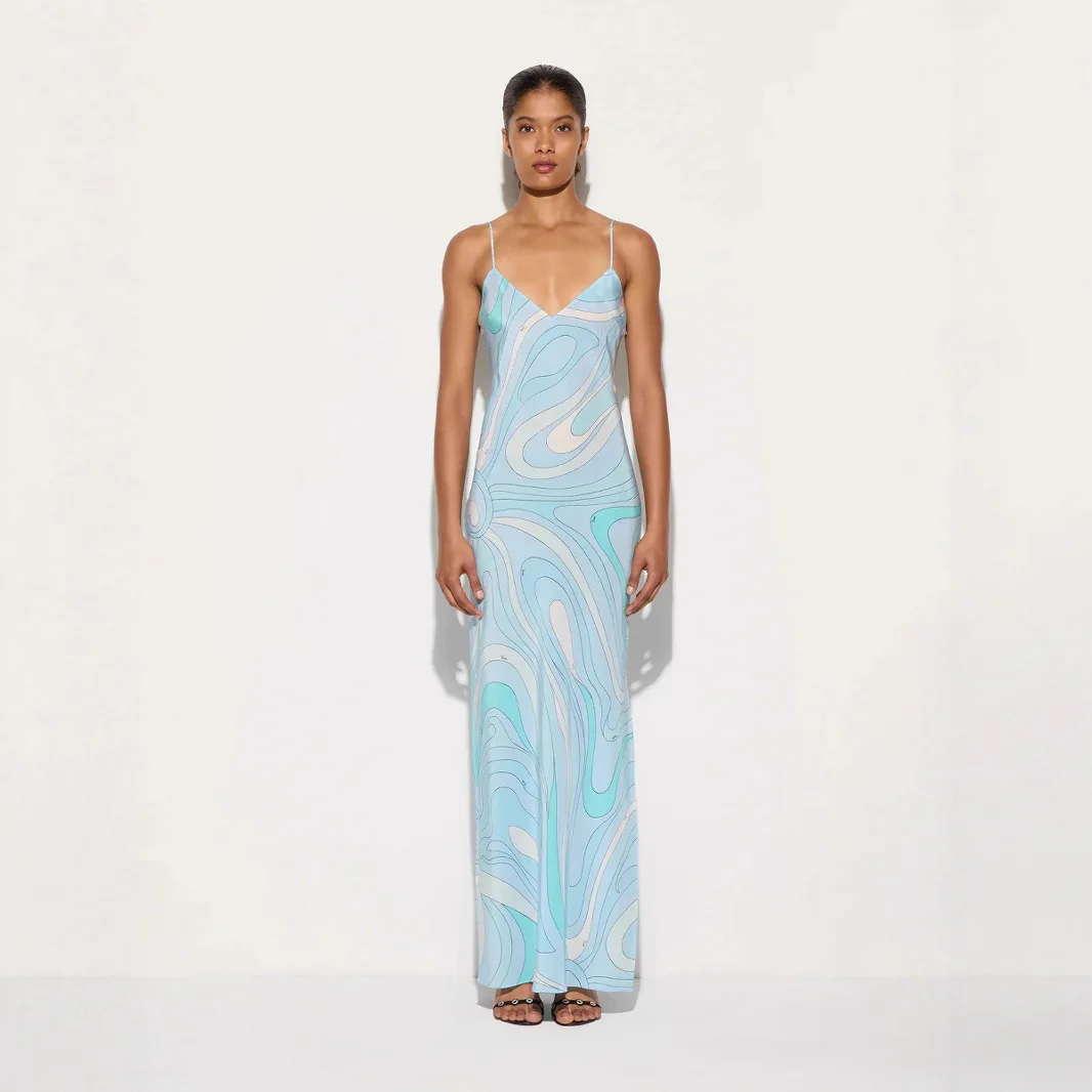 Summer Dresses Vestidos Bohemian Vacation Dress Casual Sleeveless Strap High Waist Party Dress Split Slim Women Robe Para Mujer