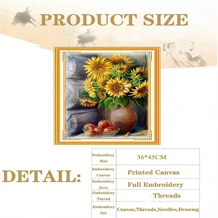 Sunflower New Style diy Art crafts for adults stamped cross stitch kit knitting and needlecraft embroidery sewing joy sunday