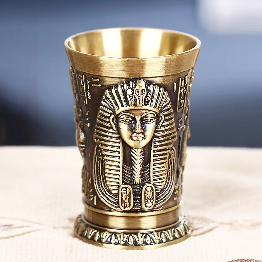 1pc 50ml Vintage Wine Glass Egyptian Shot Glass Durable Metal Cocktails Wine Cup Household Drinkware Middle Eastern Style Cup