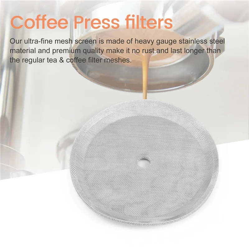 AB09-Filtri di ricambio per pressa francese Schermo a rete Filtri per pressa per caffè-Include anello centrale in metallo Rete riutilizzabile in acciaio inossidabile
