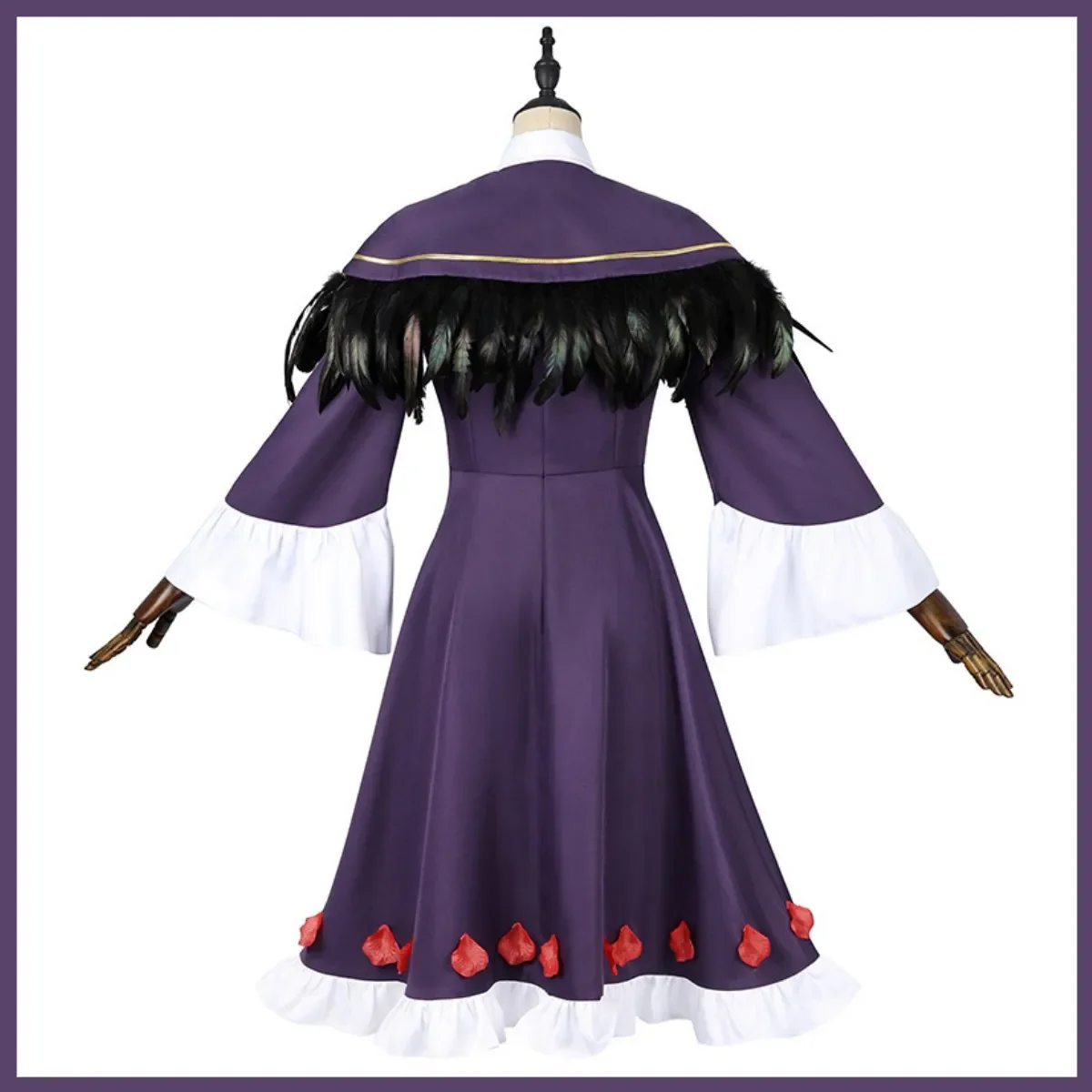 Disfraz de Anime Puella Magi Madoka Magica Akemi Homura, vestido morado oscuro, chal de plumas, peluca, traje Sexy de Halloween para mujer