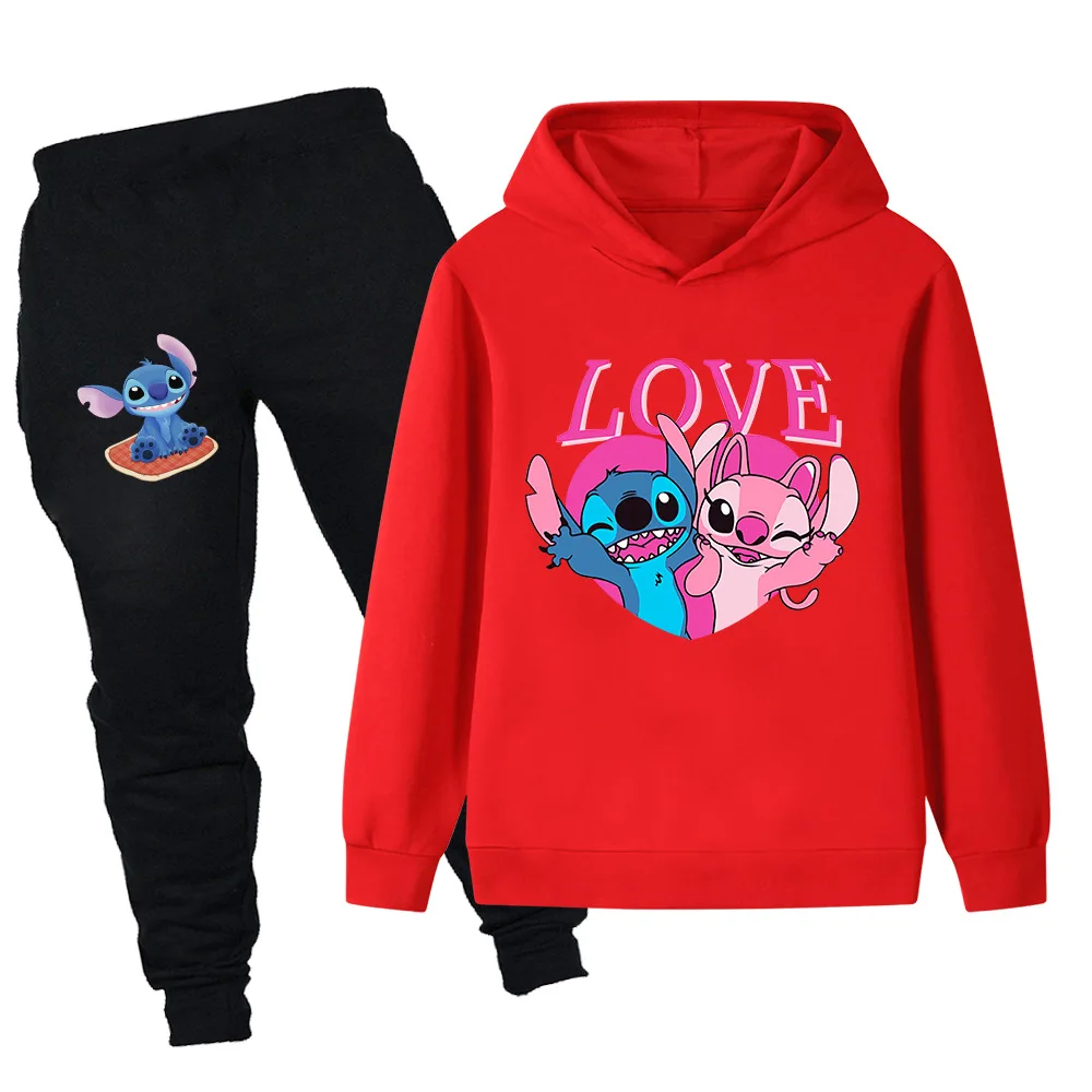 مجموعة ديزني ستيتش الرياضية للأطفال للخريف والشتاء بأكمام طويلة للأولاد والبنات سترة دافئة غير رسمية + بنطلون رياضي مكون من قطعتين #4