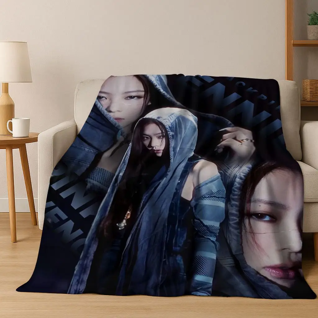 ثلاثية الأبعاد جيني كيم Kpop B-أسود الوردي المغني ستار الفانيلا بطانية لينة رمي بطانية للسرير غرفة نوم غرفة المعيشة السفر نزهة هدية #4