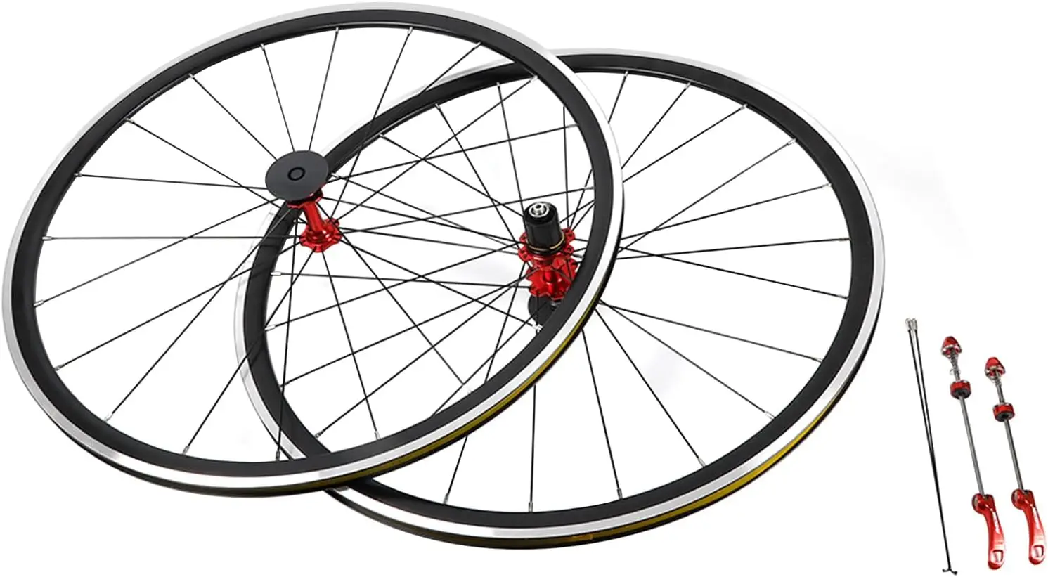 700C Road Bike Wheelset, 661Lbs Load Front&Rear Bicycle Wheel Set Clincher Rim Brake Ultra-Light Aluminium Alloy Bike Wheels, 7-