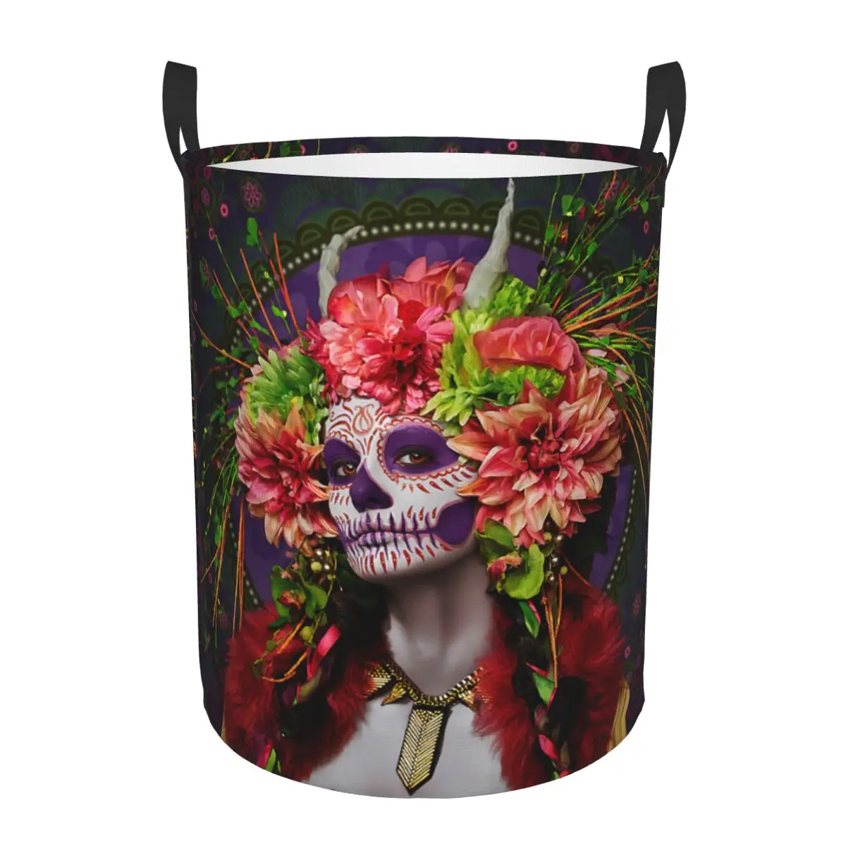 Horror Mexican Day Of The Dead Sugar Skull Laundry Hamper Large Clothes Storage Basket Toy Bin Organizer for Nursery