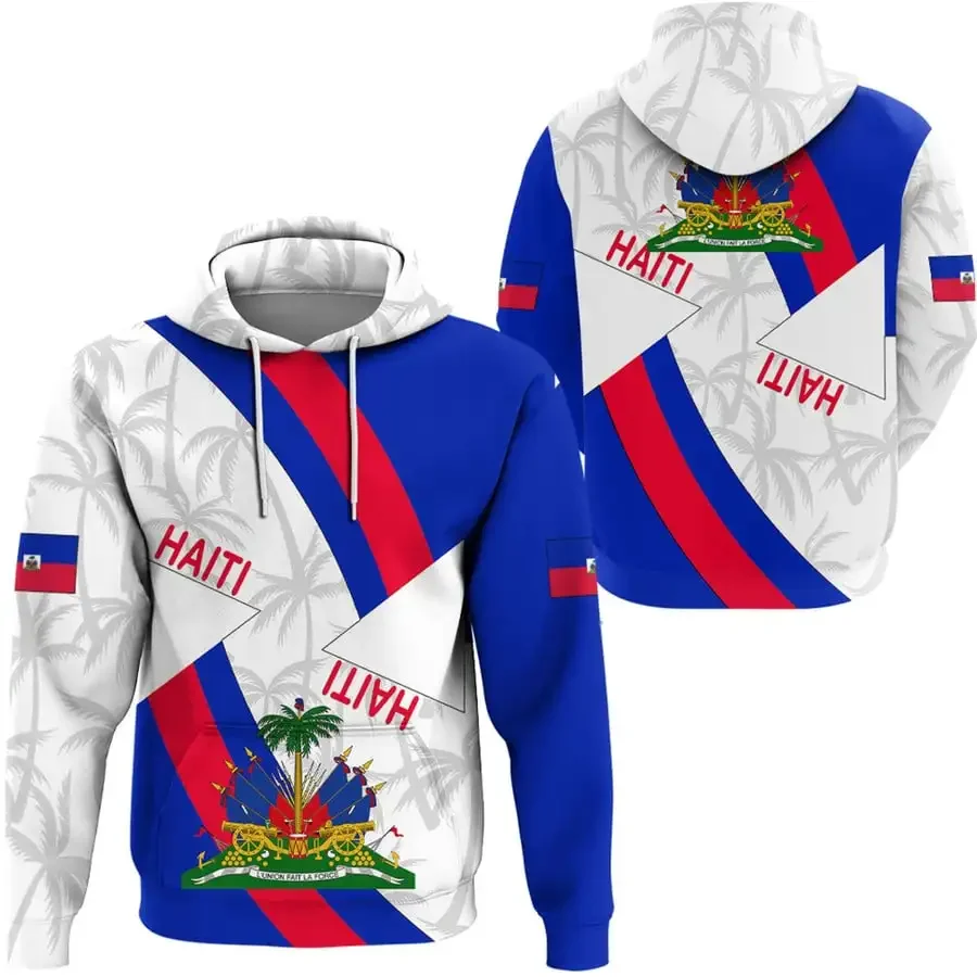 Men Women Haiti Caribbean Sea Print 3D Hoodies Funny Country Flag Sweatshirt Fashion Hooded Long Sleeve Unisex Harajuku Pullover