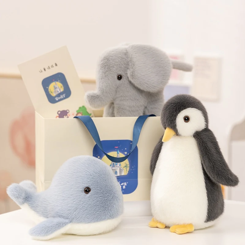 ﻿   Kawaii baleine bleue pingouin éléphant en peluche jouet mère et enfant série animale en peluche poupée en peluche enfant anniversaire cadeau de noël