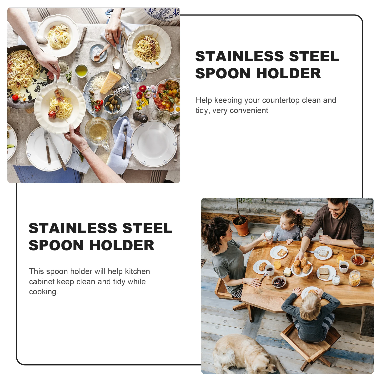 

Cooking Spoon Holder Spoons for Stove Pot Cover Silver Stainless Steel Slotted Rest