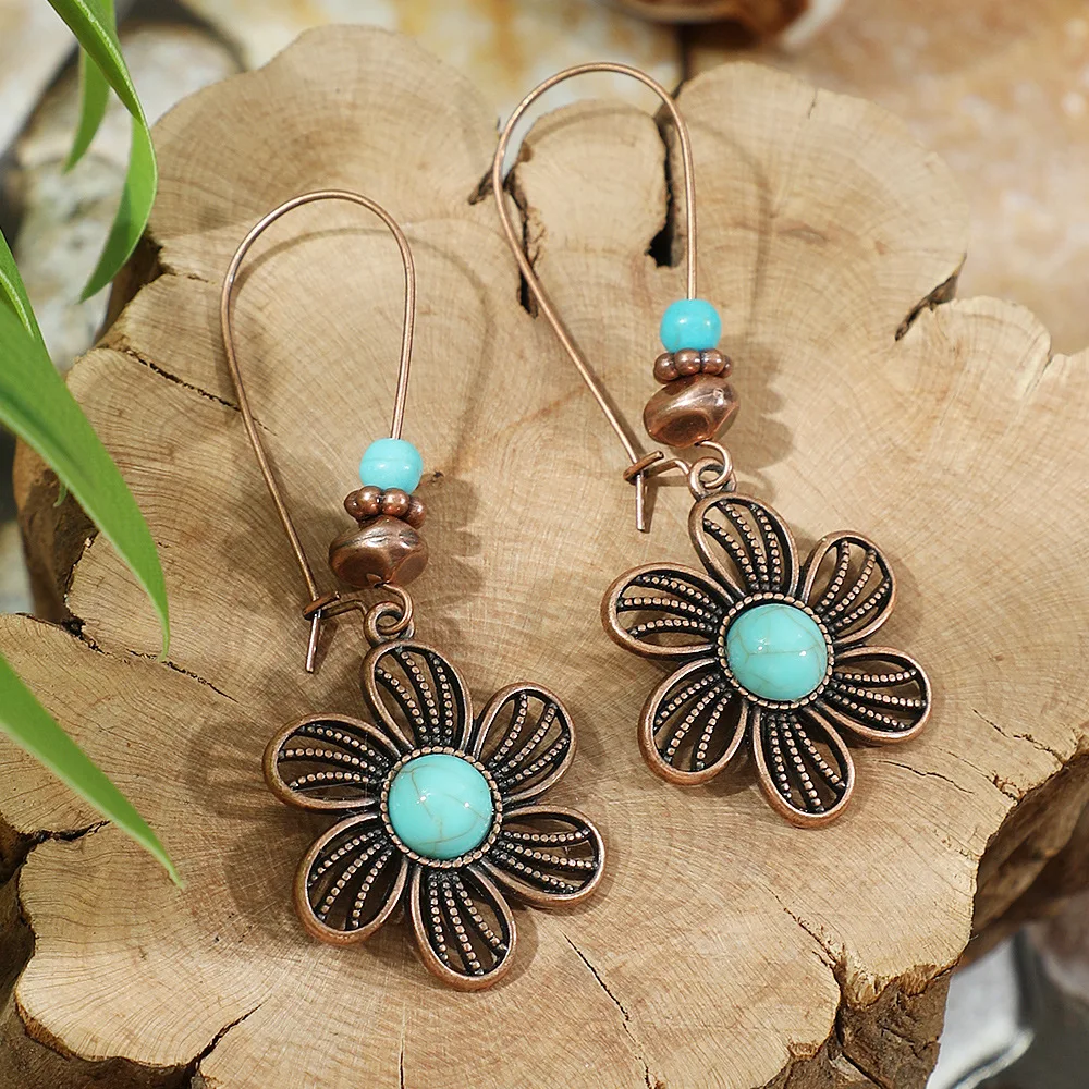 Vintage ethnische geometrische braune Tropfenohrringe für Frauen, elegante Persönlichkeit, Urlaub, lässig, täglich, Ohrringe, Boho-Schmuck – Detail 9
