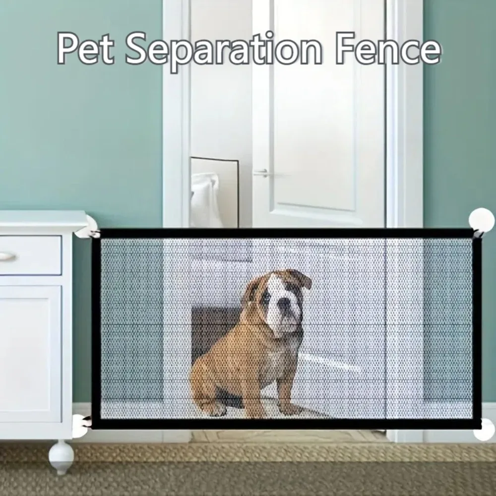 New Pet Dog Barrier Fences with Hook Breathable Pet Isolated Network Folding Rectangular Mesh Stairs Gate for Puppy Cats