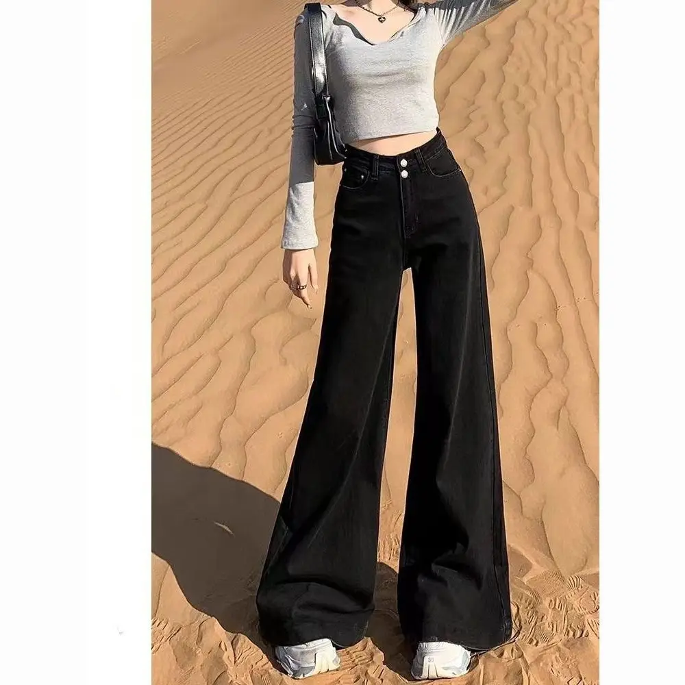 Wide Leg Pants Elastic Waist Womens Winter Plush Ribbed Lounge Homewear Warmth Elasticity Gentle Thickened Fleece Trousers Retro