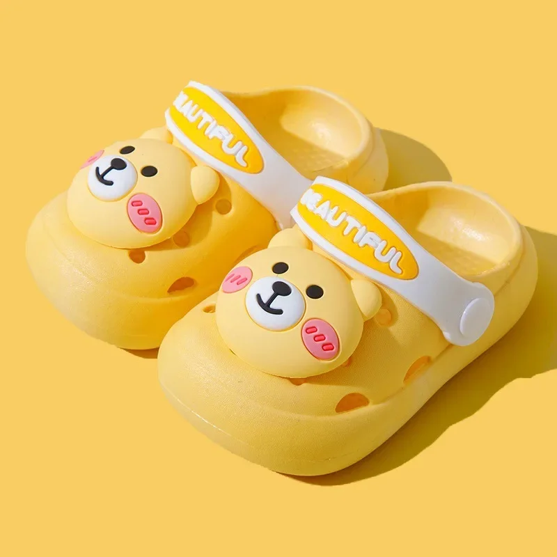 Kids Slippers Sandals Summer children Hole Shoes Cute Personality Three-Dimensional Bears Soft Soles Comfortable Boys Girls Shoe