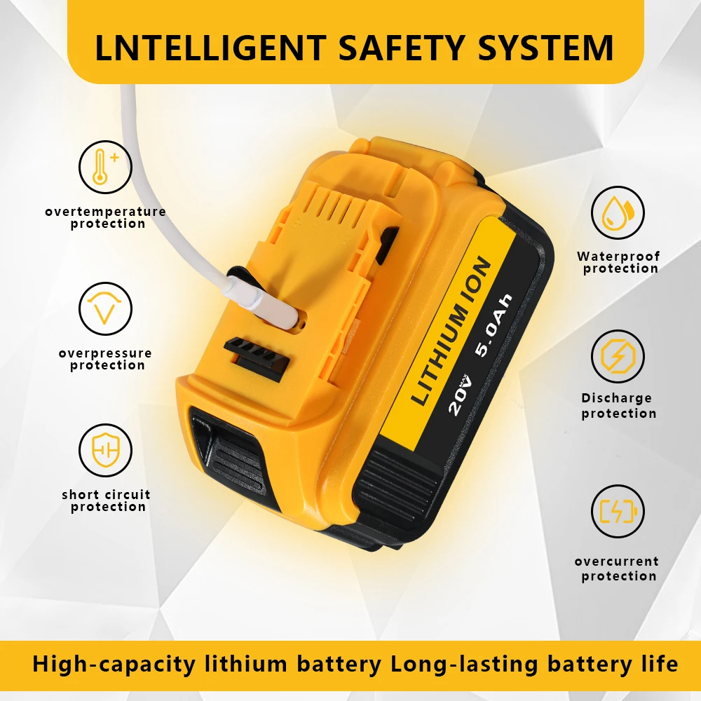 

For DEWALT DCB200 20V 3000mAh-6Ah Type-C Power Tool 18650 lithium battery For DEWALT DCB202 DCB203 DCB204 DCB205 DCB206 DCB200
