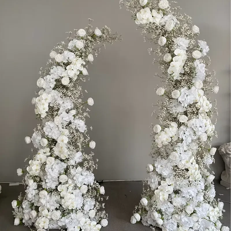 White Horn Frame Faux Flower Stand Wedding Background Decoration Floral Arched Window Showroom Arch New Market Models Faux