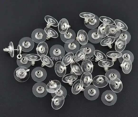 3000Pcs Round Earring Backs Stoppers Ear Post Nut With Pads White 11x6mm