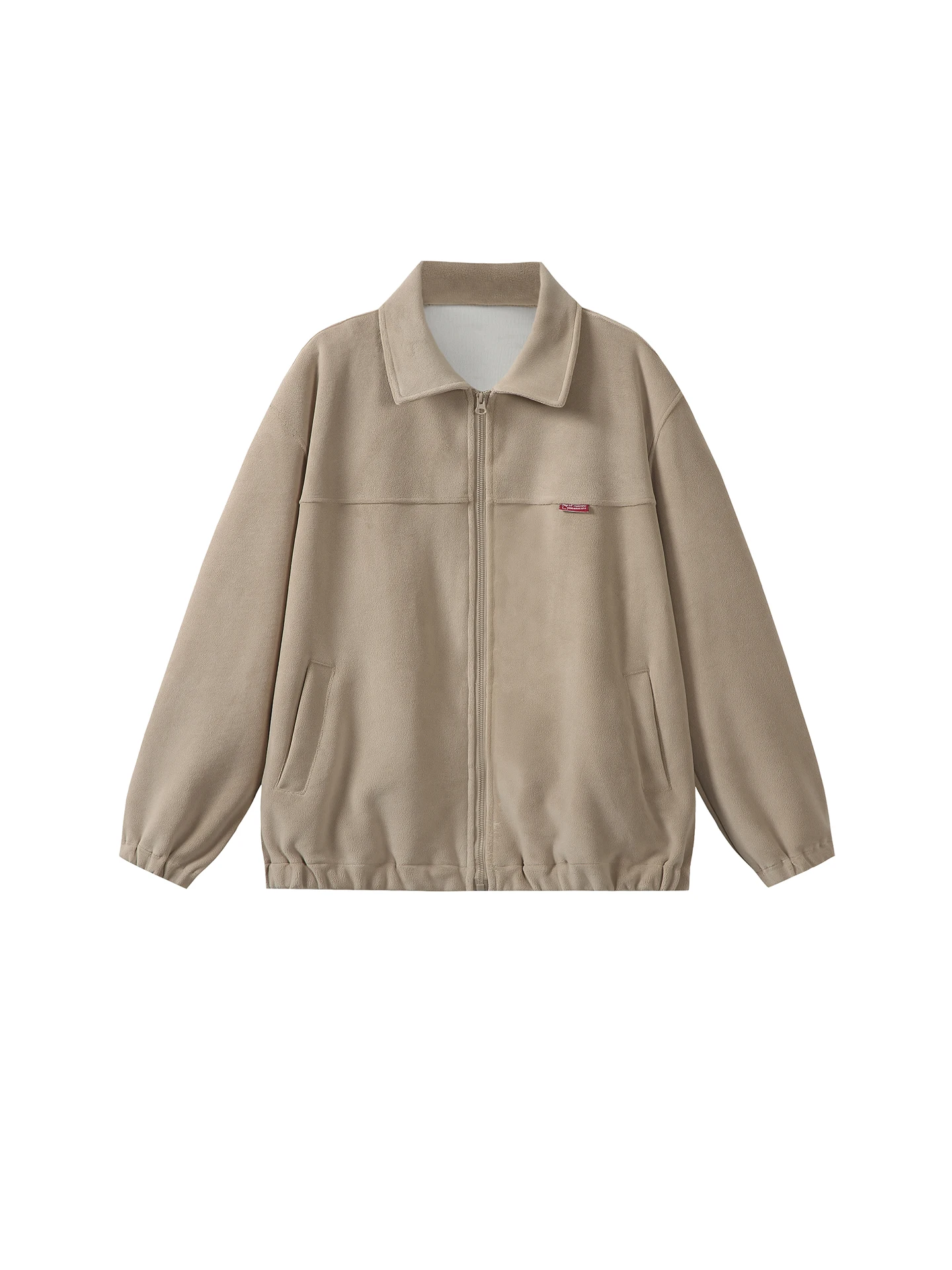 

American Retro Pure Color Simple Fce Collar Men's Spring Casual Couples Match Work Jaet Loose Fit Polyester Fiber