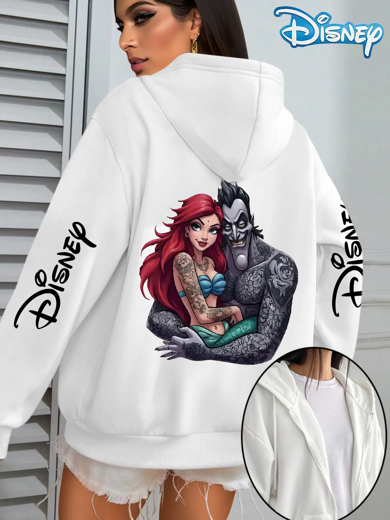 ديزني ارييل الوشم Ursula سستة هوديس بلوزة من الصوف سترة المرأة الرجال القطن الخريف بلوفر شتوي معاطف كبيرة الحجم القمم