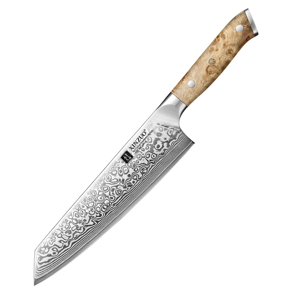 XINZUO Halsmesser 8,3 Zoll 67-lagiger Damaststahl, handgefertigtes Küchenwerkzeug, gemusterter Sycamore-Holzgriff, hochwertige Geschenke