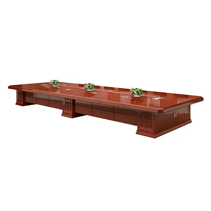 

Conference room table and chair combination strip table simple solid wood large negotiation table