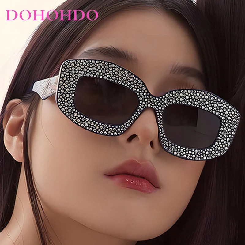 

Fashion Square Imitation Diamond Sunglasses Women Vintage Brand Design Men Sunglass Outdoor Travel Eyewear Female Lentes UV400