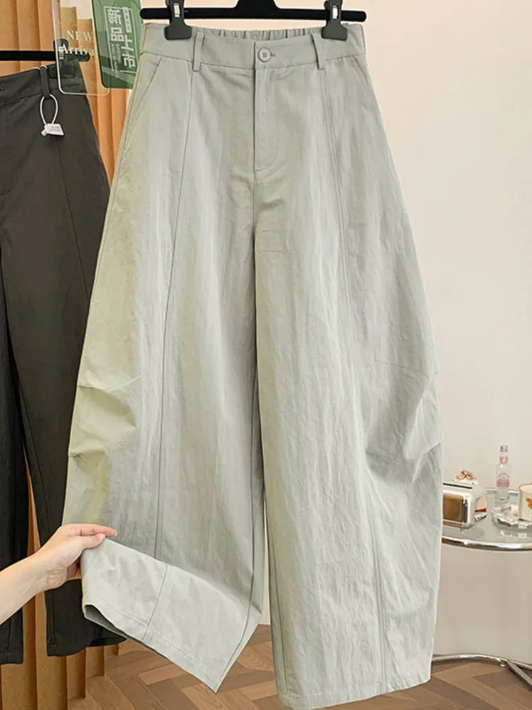 Simple Pure Color Korean Style Wide Leg Casual Pants Women Summer Loose Slimming Knife  Cargo Pants Super Popular