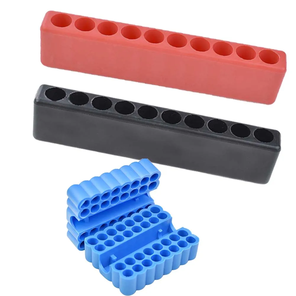 Two 32-Hole Bit Organizers with Cover and Bottom Plus Two 10-Hole Holders Compatible with 6.35mm 1/4 Inch Drill Bits