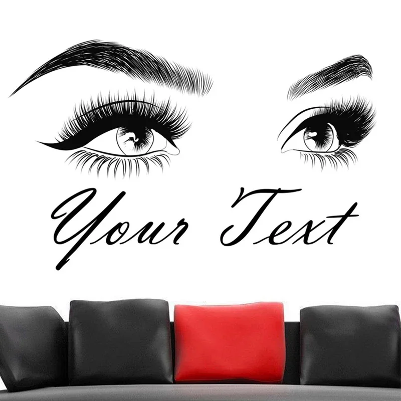 Lash & Brows Eyes Quote Text Wall Stickers Fashion Vinyl Eyelashes Wall Decals Beauty Salon Eyebrows Store Decor