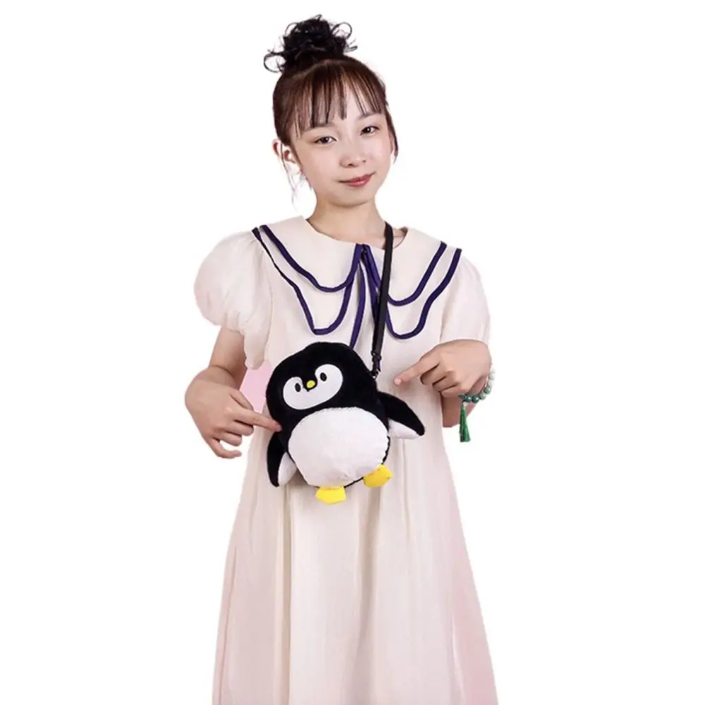 

Mini Doll Toy Penguin Messenger Bag Korean Style Wallet Plush Shoulder Bag Cartoon Zipper Crossbody Bag Outdoor