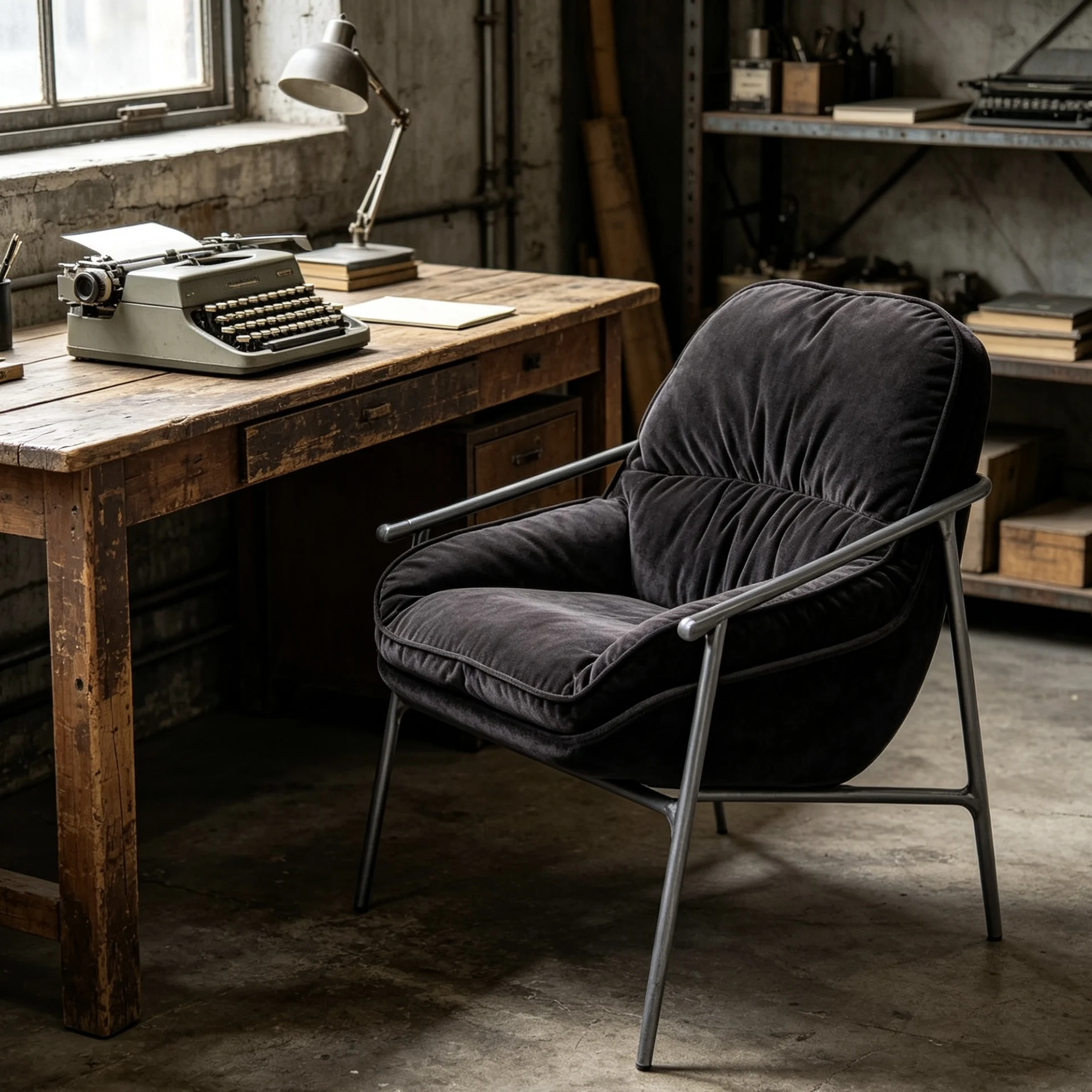 

#Modern Leather Armchair with Antique Appearance Industrial Design Living Room Lounge Sofa Chair Home Furniture with Fabric Seat