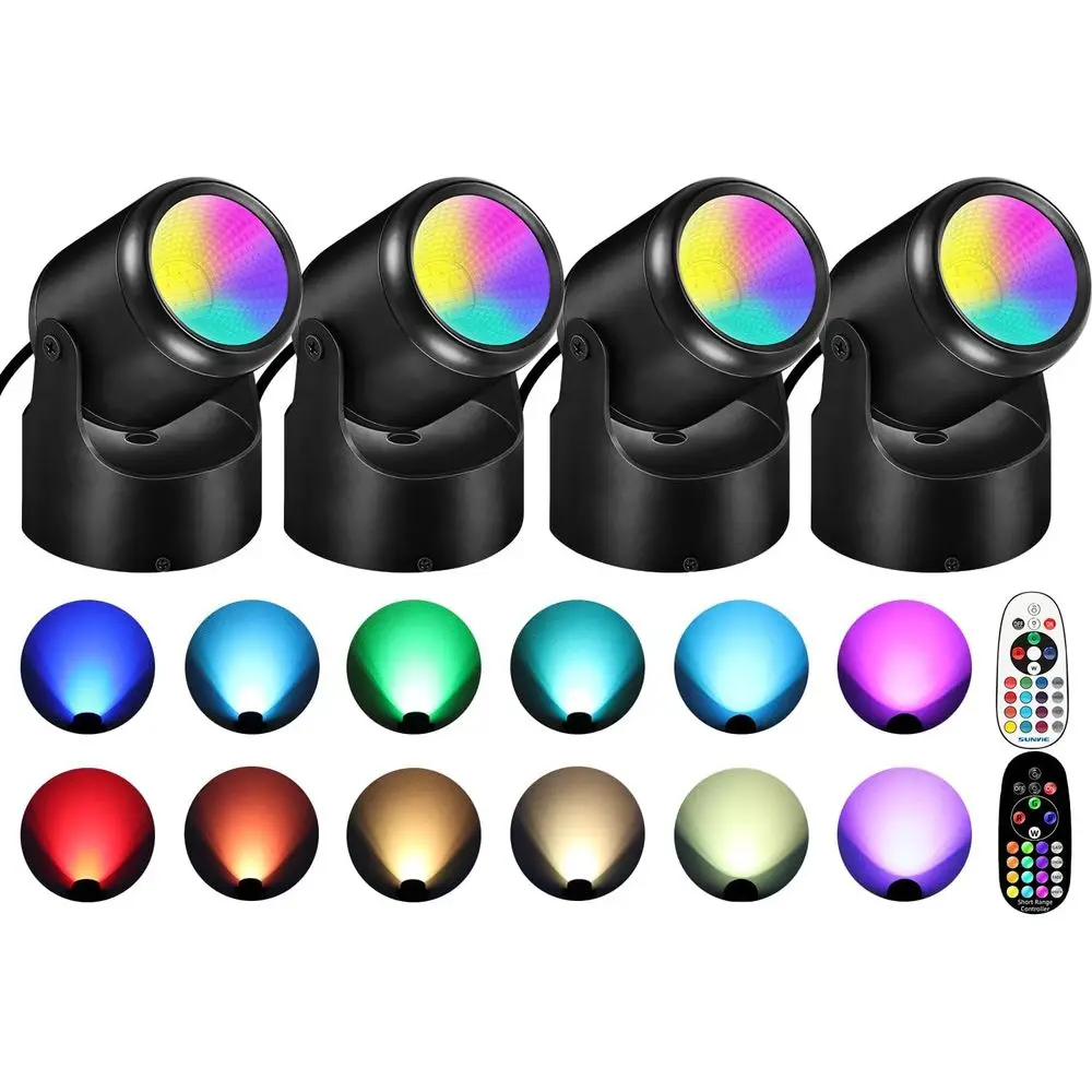 

6W RGBW Up Lights Indoor Chrisas Spotlight Indoor LED Color Changing Uplighting Indoor with Remote 120V Spot Lights Indoor Plug