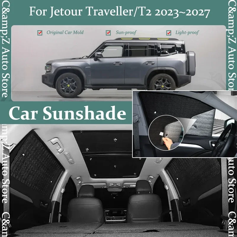 Car Window Sunshade For Jetour Traveller Shanhai T2 2023 2024 2025 2026 5seat 7seat Sun Protector Curtain Shade Car Accessoires