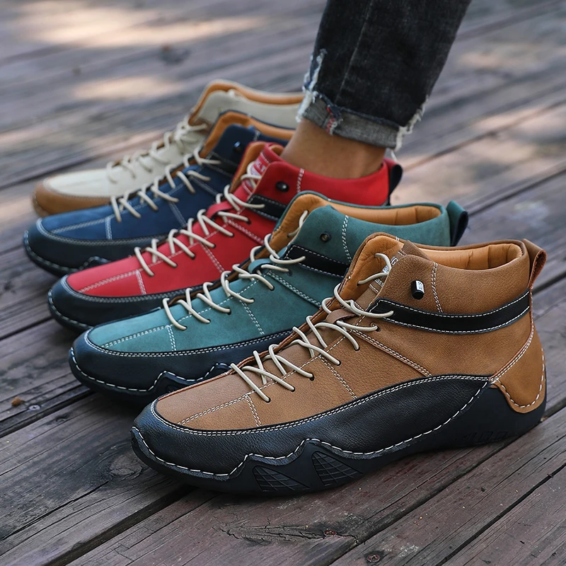 Men's Hiking Boots Outdoor Hiking Anti Slip Training Work Shoes Green Thick Soled Sports Shoes 2025 New Autumn and Winter Boots image 6