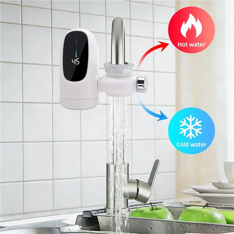 Grifo calentador de agua caliente instantáneo eléctrico BBNV de 3000W con pantalla digital para cocina o baño, enchufe del Reino Unido