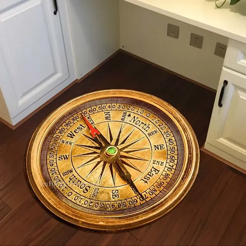 

Compass Round Carpet Navigation Compass Map Tool Funny Circle Rug Home Decor Living Room Bedroom Area Rug Outdoor Rug