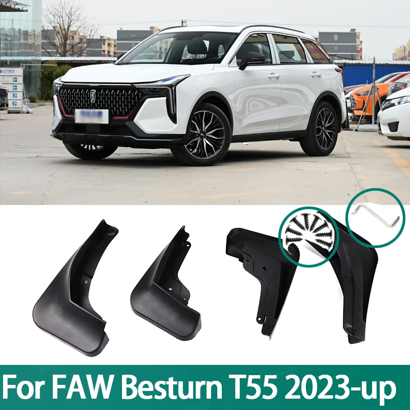 

Mud Flaps No Drill Mudguards Winter Splash Guards Front Rear Fender Protector For FAW Besturn T55 SUV 2023-Present Mudflap Guard