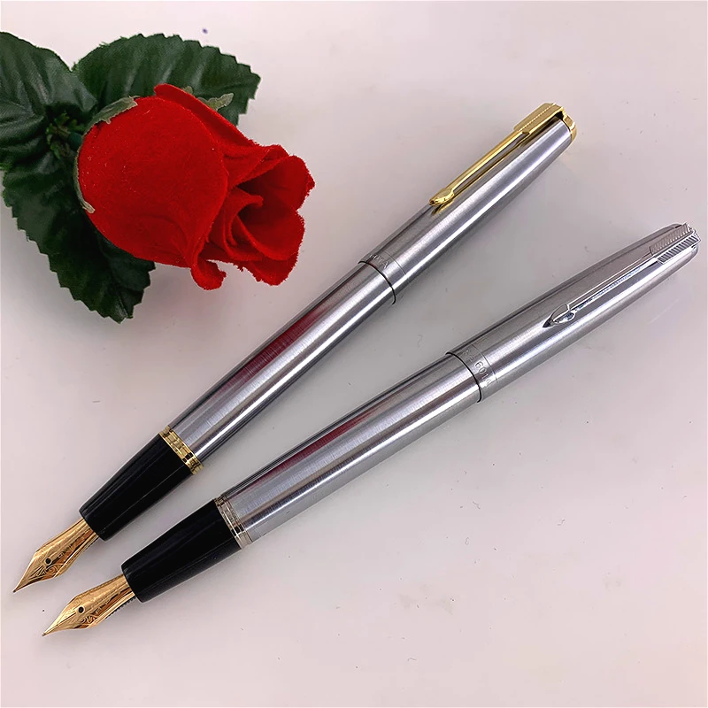 Wingsung 601A  All-steel 14K Arrow Mark Gold Pen Fountain Pen Pressing The Piston  EF/F 0.38/0.5mm Nib Business School Supplies