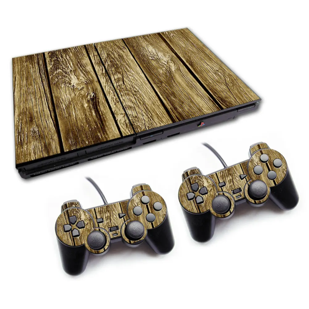مخصص الفينيل تحكم الجلد ، أغطية ل PS2 ضئيلة ، 4 تصاميم الخشب ، سلسلة ملصقا