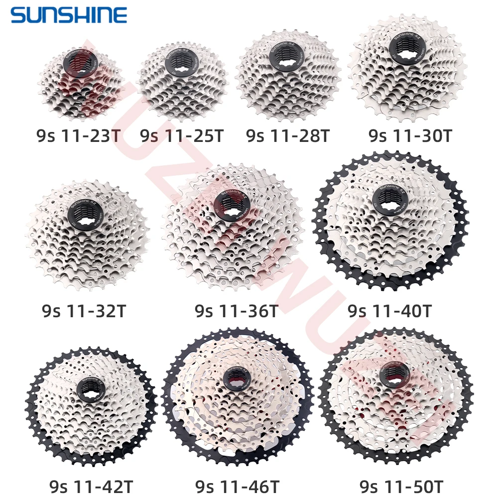 Shimano K7 9Speed Freewheel and Chain Groupset H200 Sunshine 23/25/28/30/32/36/40/42/46/50T  Cassette HG53/KMC X9 Chain 9V Kit