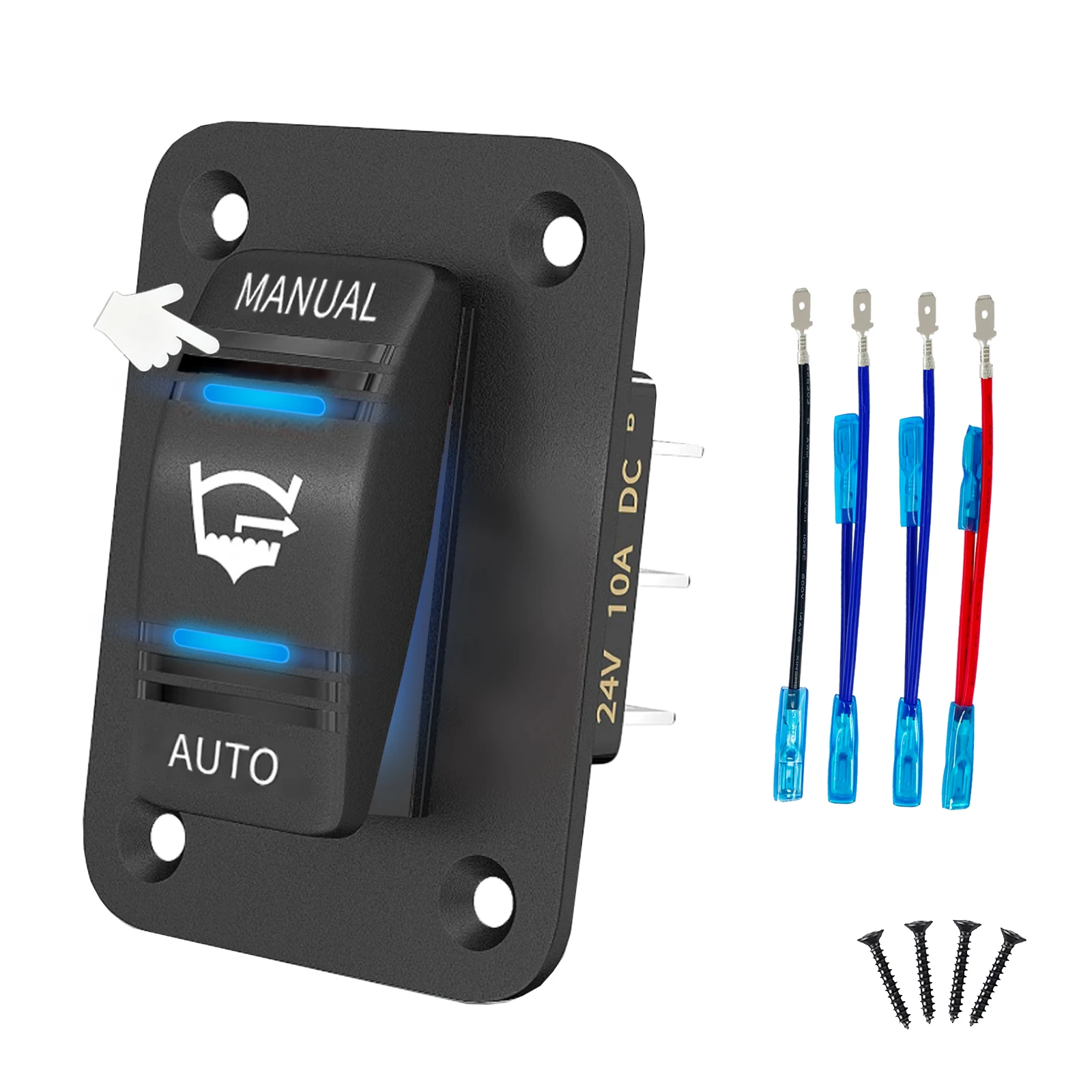 3 Way Bilge Pump Rocker Switch Panel Manual/Off/Auto Waterproof IP66 20A 12V/24V LED Light SPDT Momentary for Marine Boat Yacht