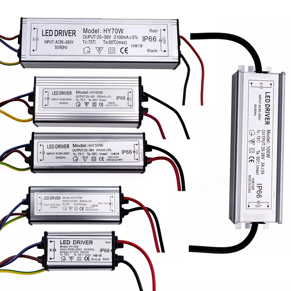 LEDチップビーズ用の超防水電源アダプター,10w,30w,50w,70w,100w,家庭用照明