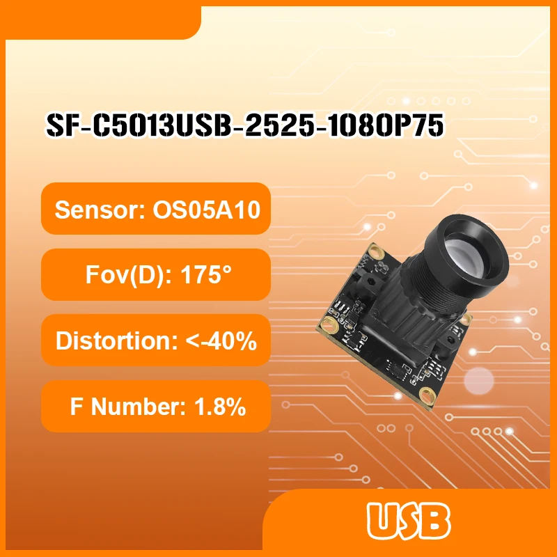 Compact 5MP USB2.0 UVC OS05A10 CMOS 70fps 1080P Camera Module USB 175 Degree for Robot Arm