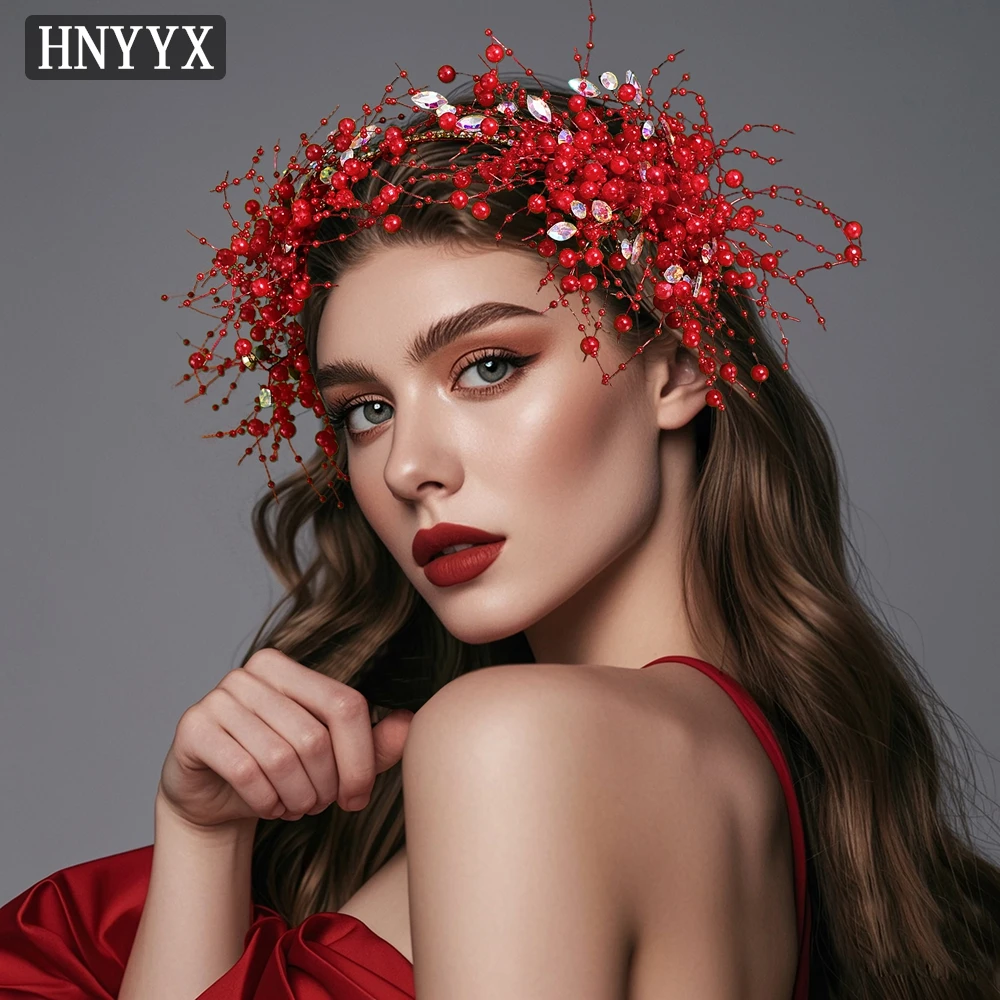 

HNYYX Elegant Wedding Headband Luxury Pearl Hair Hoop Exquisite And Shiny Headdress Wedding Dress Jewelry Hair Accessories A319