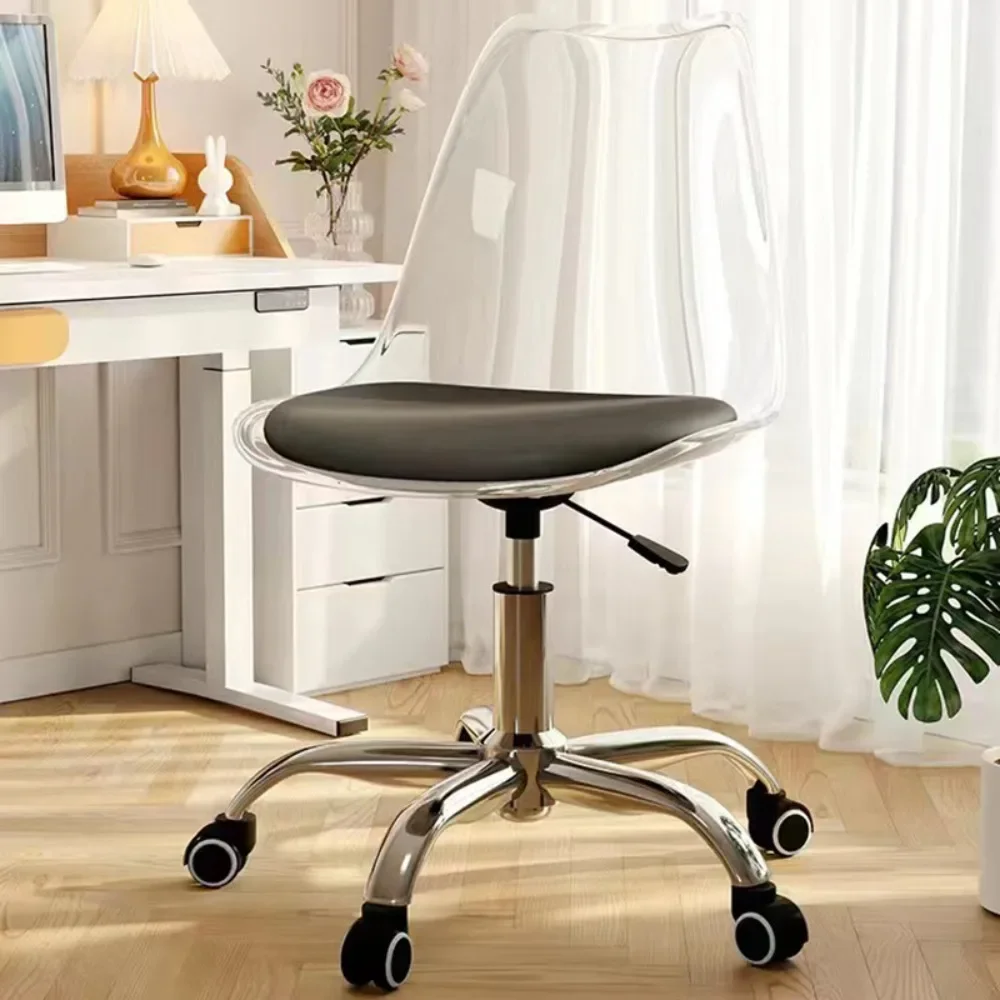 Rotating Computer Chair Office Acrylic Adjustable Movable Swivel Chair Home Bedroom Desks Chairs  Supplies Anti Slip